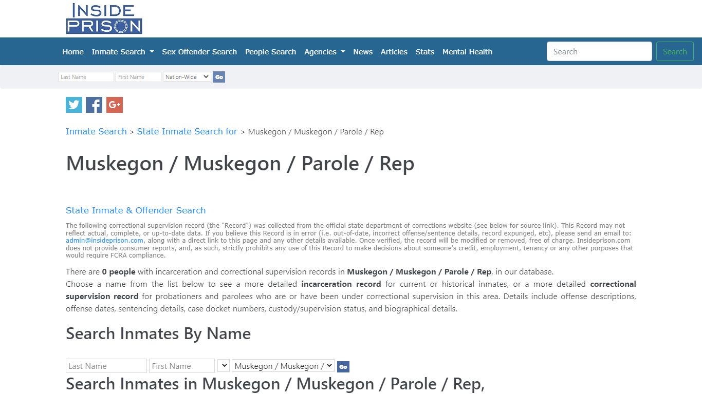 Inmates & Offenders in Muskegon / Muskegon / Parole / Rep,